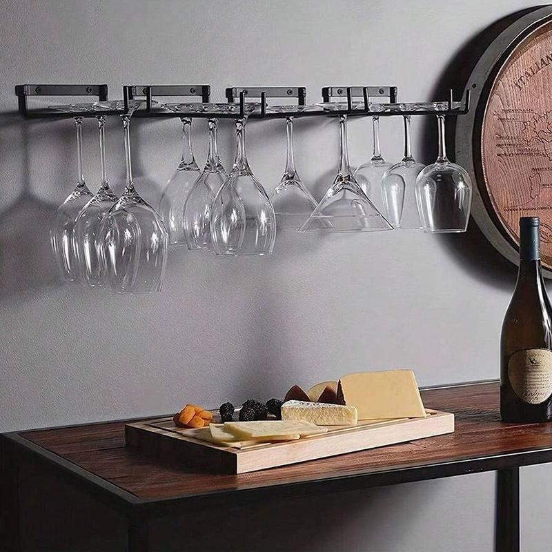Настенный держатель для бокалов с винтами, кухонный держатель для винных бокалов, подвеска для чашек, подвесная стойка для бокалов, полка для хранения для бара, кухни