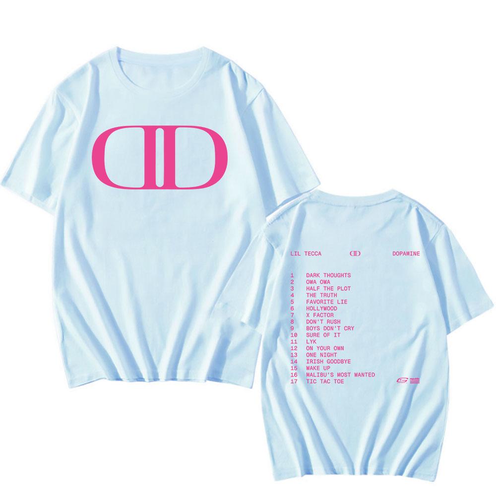 Lil Tecca DOPAMINE Футболка с альбомом, рэперский графический принт, модные футболки, футболка с коротким рукавом, хлопковая футболка, унисекс, уличная одежда, хип-хоп, мужские футболки