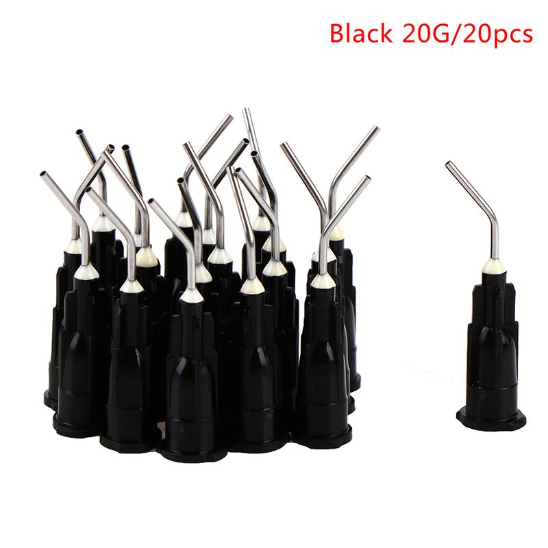 20Pcs Dental Irrigation Bent Needle Tips Flow Etchant Resin Delievery Syringe