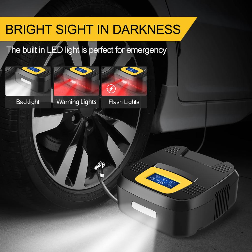 Tire Inflator Portable Air Compressor 120PSI Portable Air Pump for Car Tires Portable Electric Air Pump for Motor Bike