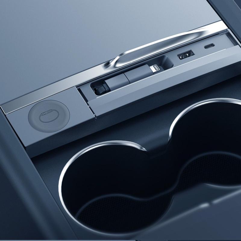 Применимо к новому Model 3/Y Tesla, расширительная док-станция для центральной консоли, с выдвижным кабелем, адаптер-удлинитель для беспроводной зарядки