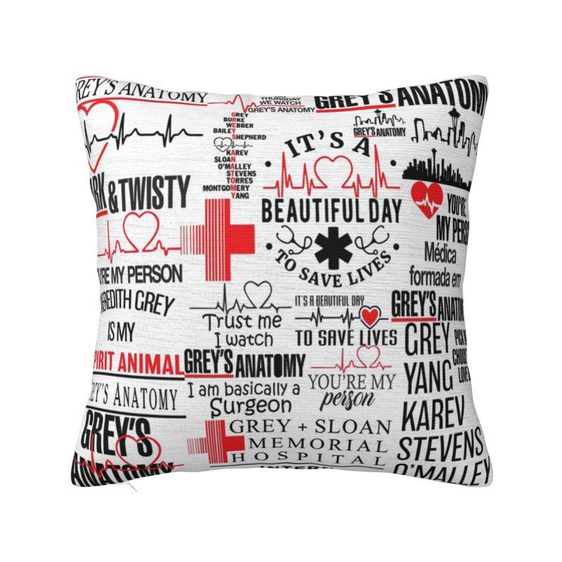 Custom Greys Anatomy Cartoon Collage Nordic Pillow Cover Decoration Car Cushion