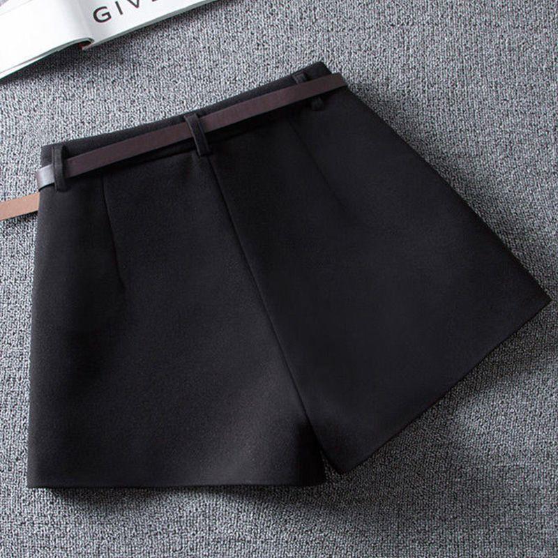 High Waist Woolen Wide-Leg Shorts for Women – Autumn/Winter Versatile Casual Slim A-Line Design (2025).