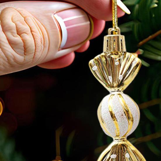 6 шт./Коробка Рождественское подвесное украшение в виде конфеты со шнурком, небьющееся, многоразовое, с гальваническим покрытием, праздничное украшение, сладкая подвеска для рождественской елки, товары для вечеринки