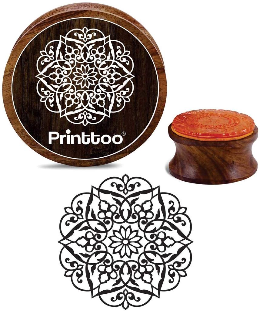 Printtoo Craft Textile Цветочный узор мандалы Круглый деревянный резиновый штамп Изготовление карточек Stamps-2