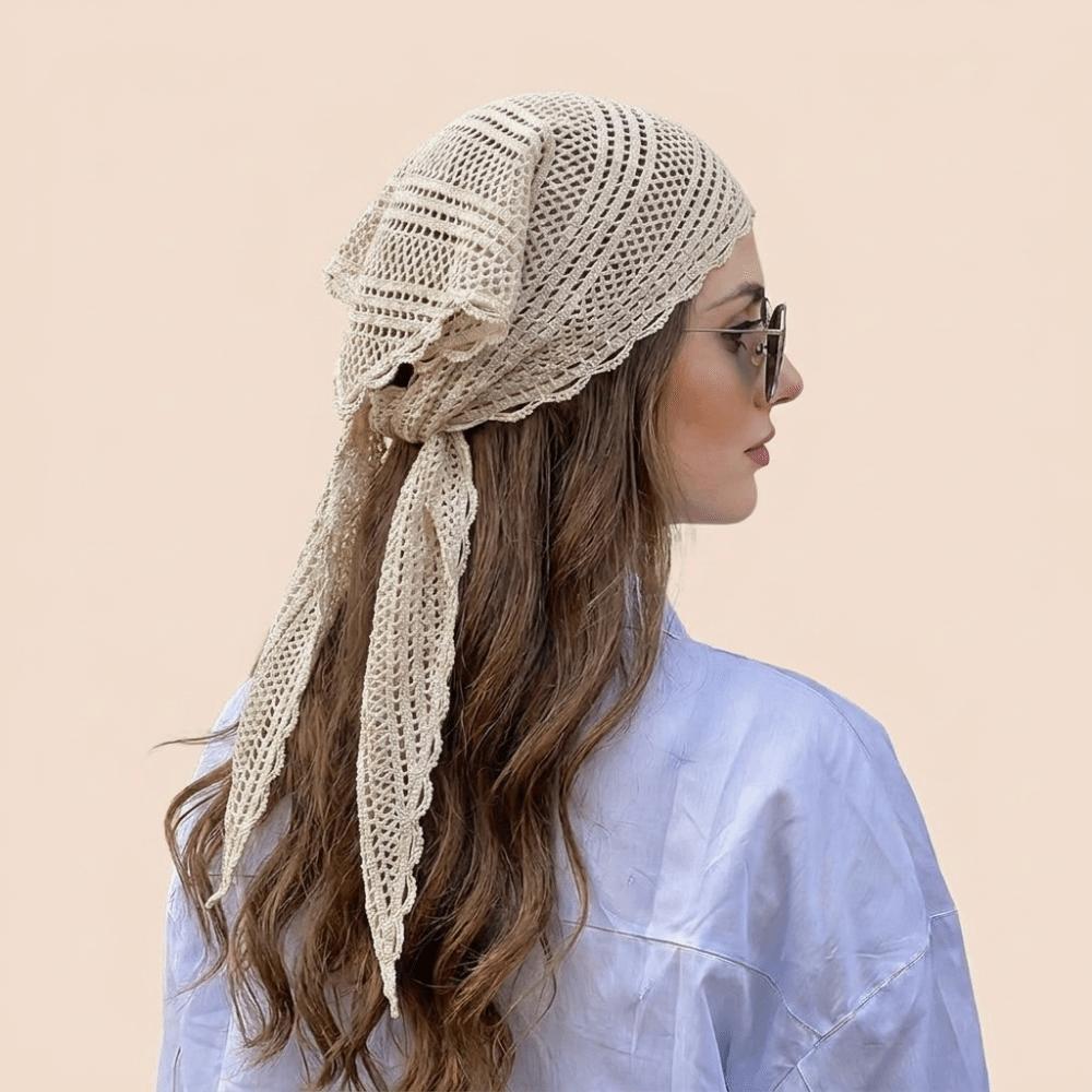 Solid Color Triangle Wrap Hollow Out Lady Shawl Flower Fashion Lace Scarf Women