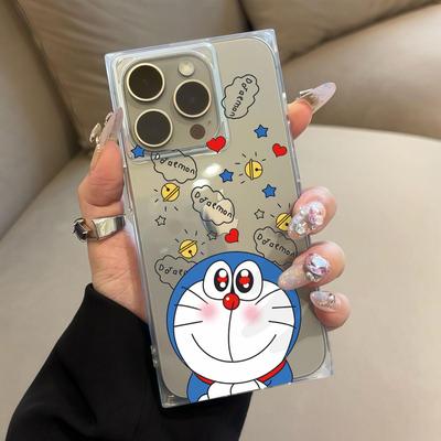 Прозрачный квадратный чехол-трубка для защиты iPhone 12 13 15 Plus 11 16 ProMax 14 Pro Max, защита от окисления, чехол с рисунком толстого кота