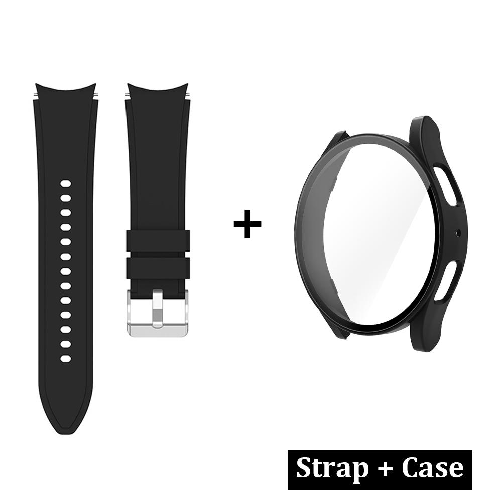 Чехол+Ремешок для Samsung Galaxy Watch 4/5/6 40мм 44мм Силиконовый Браслет Защитная Пленка Чехол для Samsung Watch 4 40мм 44мм Ремешок
