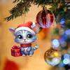 Whimsical Cartoon Style Christmas Cat Hanging Decoration For Cars In Colorful Acrylic Design