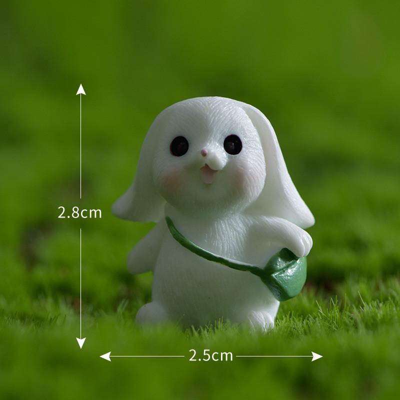 Cute Resin White Rabbit Ornament Enchanting Garden Miniature Decor Piece