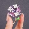 Модные фиолетовые, красные, синие, сиреневые цветочные броши для женщин, свадебная вечеринка, брошь, булавки, подарки