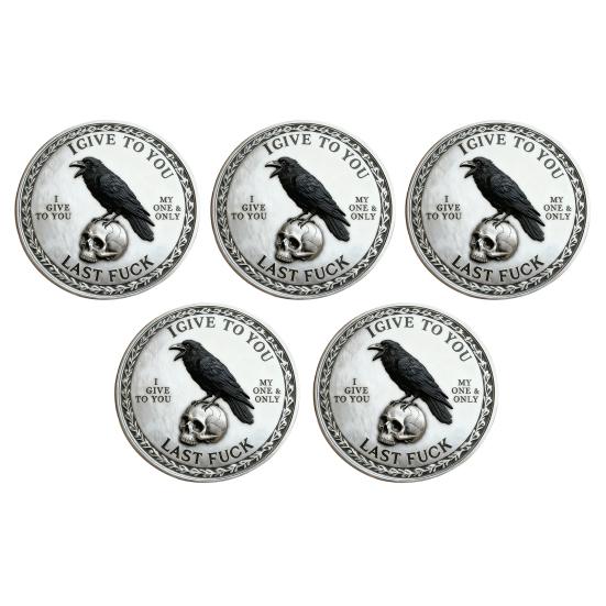 1/2/3/5Pcs Raven Skull Souvenir Coin Heavy Duty Attitude Crow Challenge Coin Token of Freedom and Humor Metal Badge Home Decoration