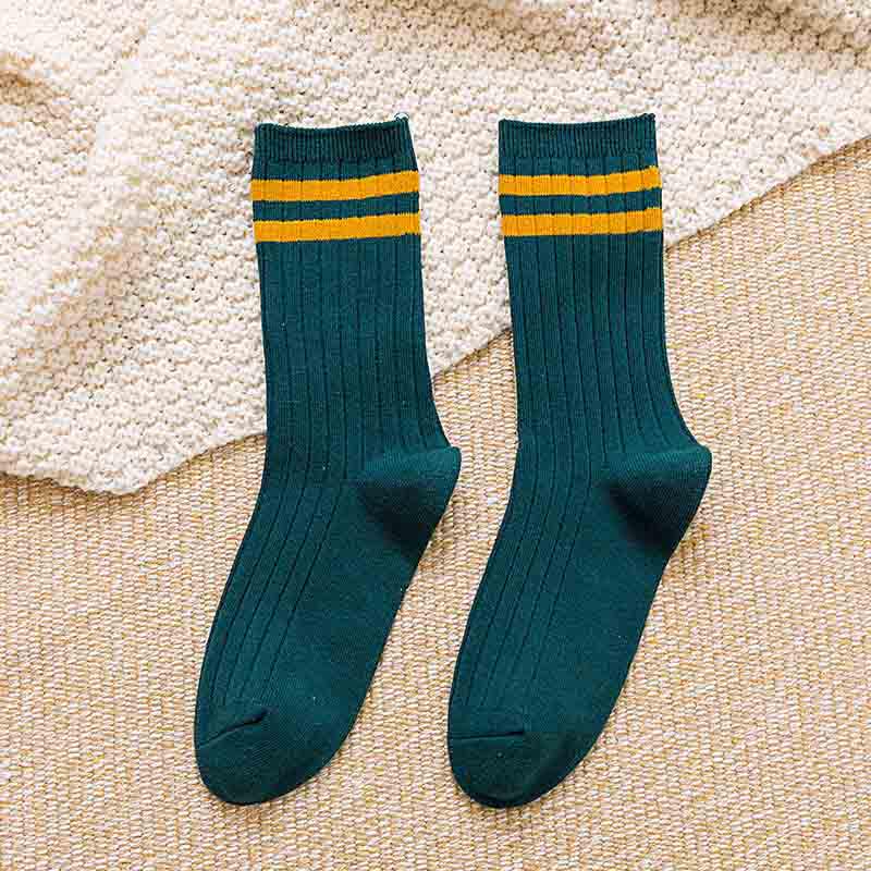 Хорошие школьные носки Harajuku Retro Cute Cotton Sox, желтые, женские, полосатые, высокие, свободные, для круглой формы, забавные, белые, красочные, дизайнерские, японские девушки