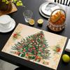 Рождественские льняные плейсматы, украшение стола, печатный плейсмат, нескользящие, теплоизоляционные, противоожоговые подкладки, кухонные аксессуары