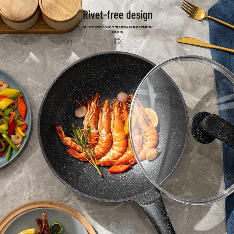 ASD 30cm Maifan Stone Non-stick Wok with Stand-up Lid