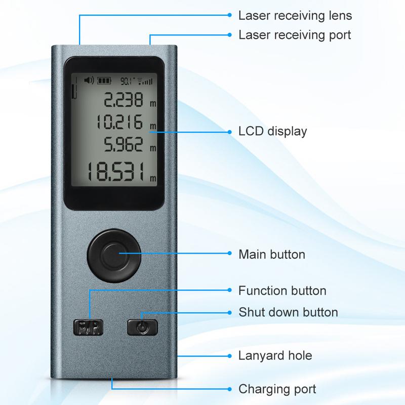 Laser Distance Meter 40M 50M Digital Tape Laser Rangefinder Trena Metro Laser Range Finder Measuring Tape Mini USB Charging