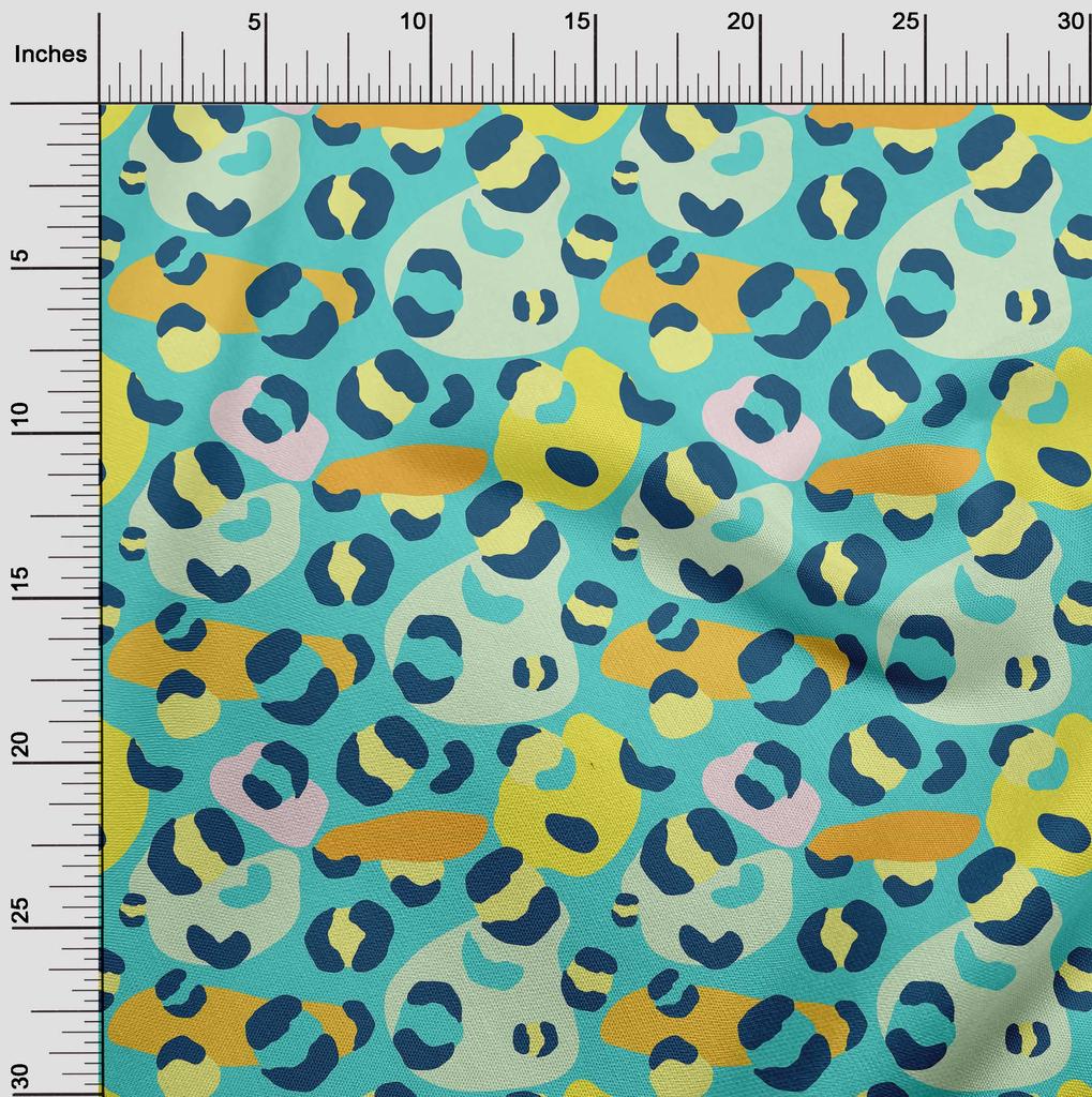 oneOone Cotton Poplin Aquamarine Green Fabric Animal Skin Quilting Supplies Print Sewing Fabric By The Yard 42 Inch
