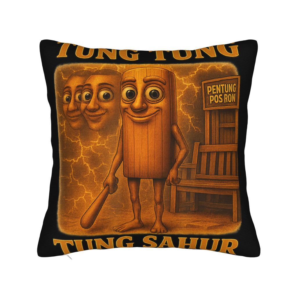 Tung Tung Tung Sahur Funny Meme Pillow Case  Graphic Pillow Cover For Wedding Party Home Decor Cute Funny Pillowcases