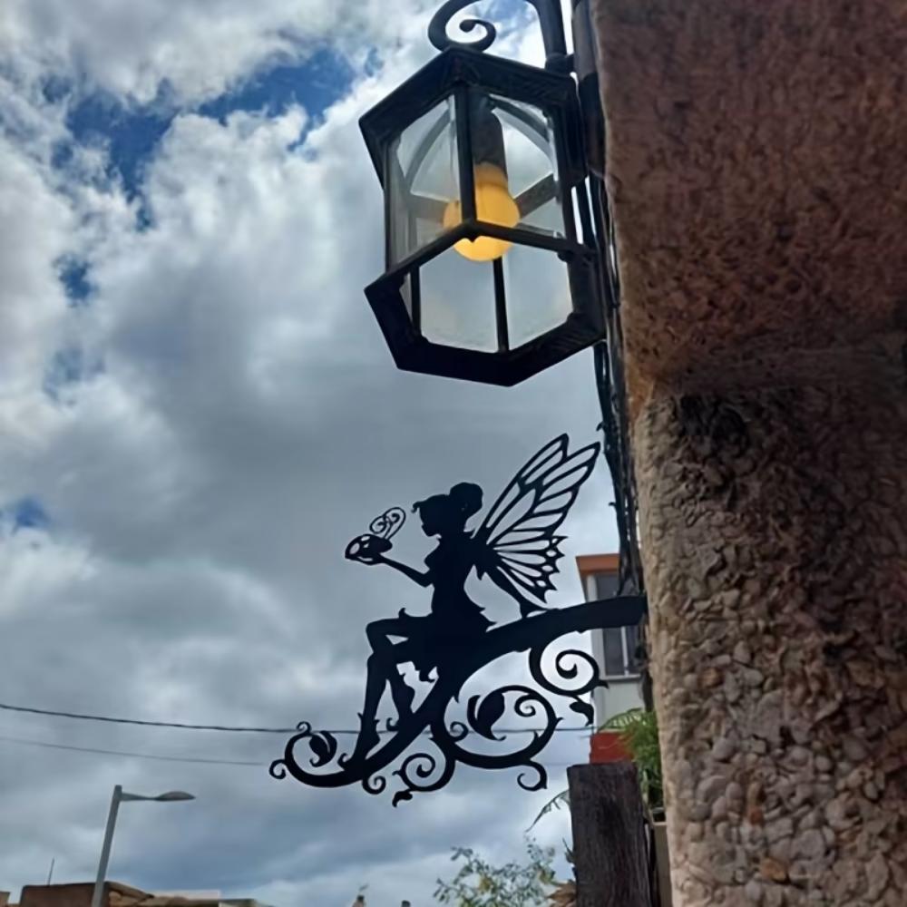 1 шт. Фея Металлическая настенная живопись для улицы, силуэтная табличка скульптура для декора сада, забор, осенний декор, декор на Хэллоуин