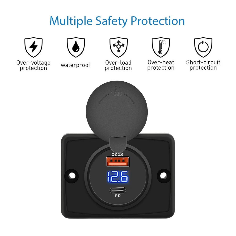Быстрая зарядка PD30W+QC3.0 12V/24V Адаптер питания с розеткой быстрой зарядки и выдвижной крышкой 12-24V Автомобильное USB-порт зарядное устройство для автомобиля, автобуса, фургона
