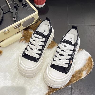 Женские высокие кроссовки на шнуровке, повседневные, на платформе, высокие, парусиновые, нескользящие, износостойкие, весна 2024, женская вулканизированная обувь