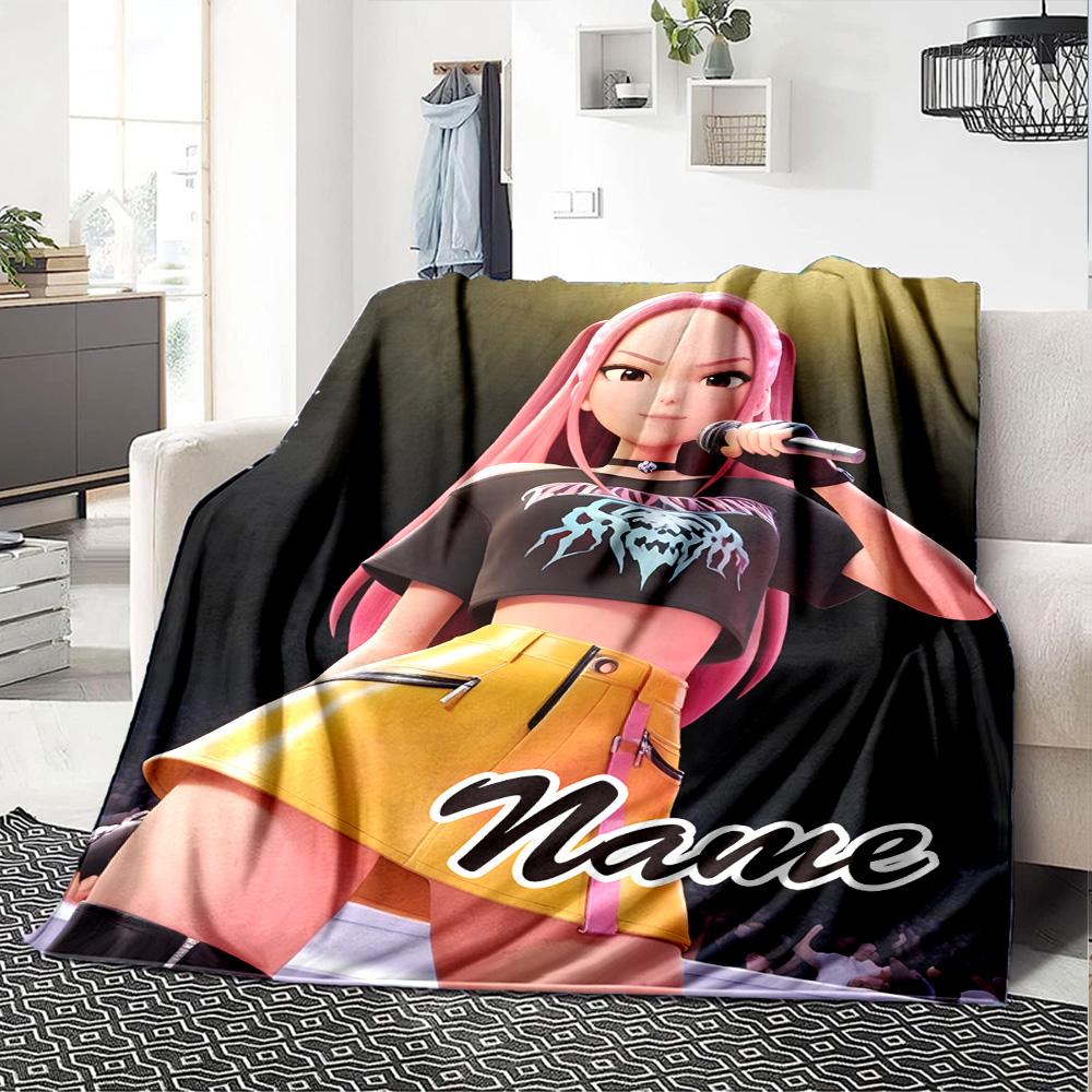 Customizable KPop Demon Hunters21 Throw Blanket – Personalized Name, All-Season Cozy Snug Blanket, Machine Washable, Personalized Blanket