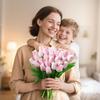 30Pcs Fake Tulips Artificial Flowers with Stems Faux Tulips Bouquet Real Touch Flower for Wedding Home Kitchen Spring Easter Mother's Day