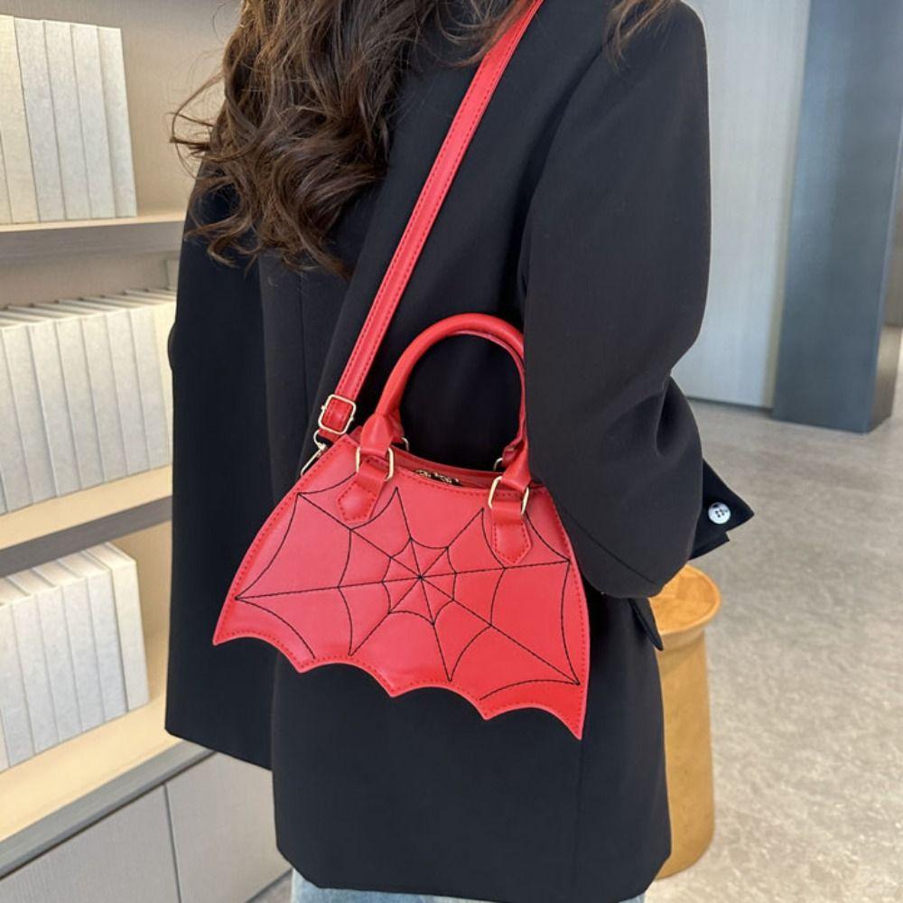 PU Leather Spider Web Shoulder Bag Harajuku Halloween Crossbody Bag Funny Halloween Bag Ladies