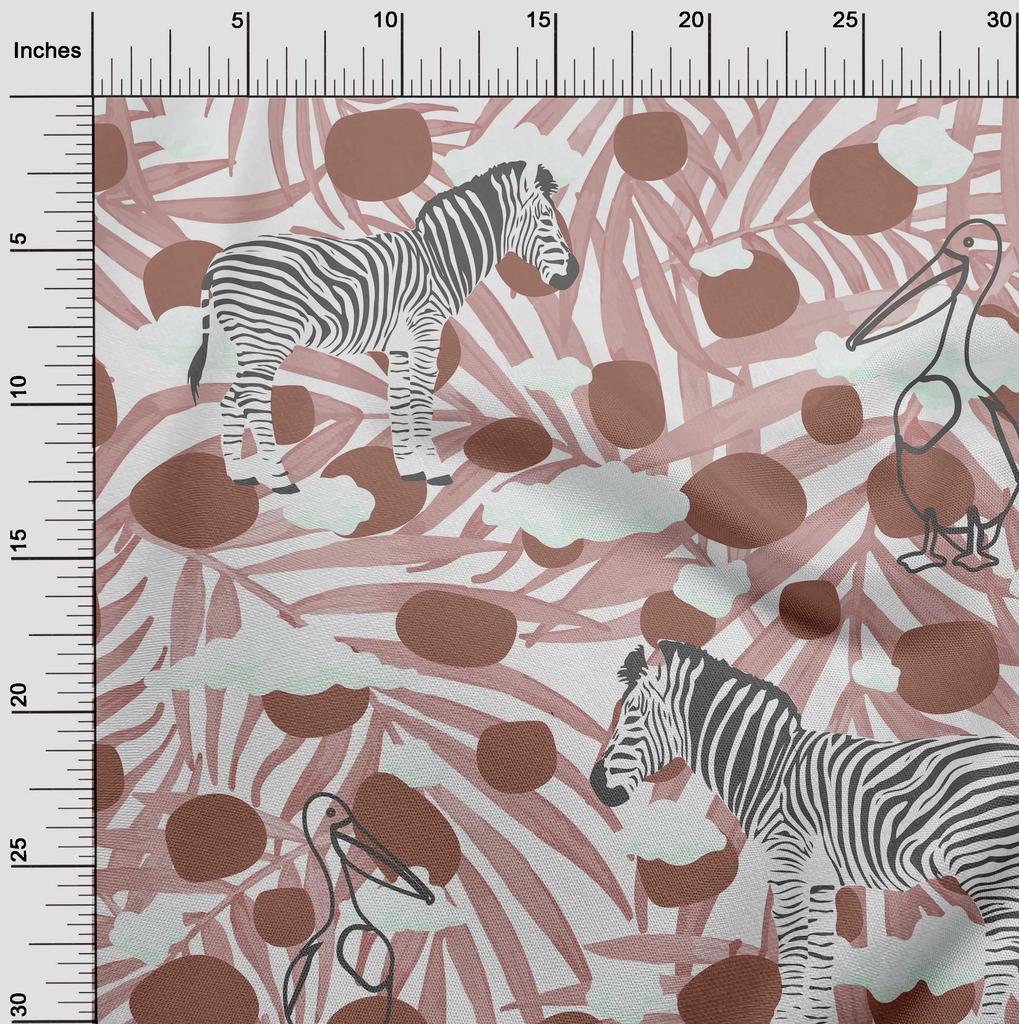 oneOone Cotton Flex Dark Teal Green Fabric Tropical Animal With Plam Leaf Dress Material Fabric Print Fabric By The Yard 40 Inch