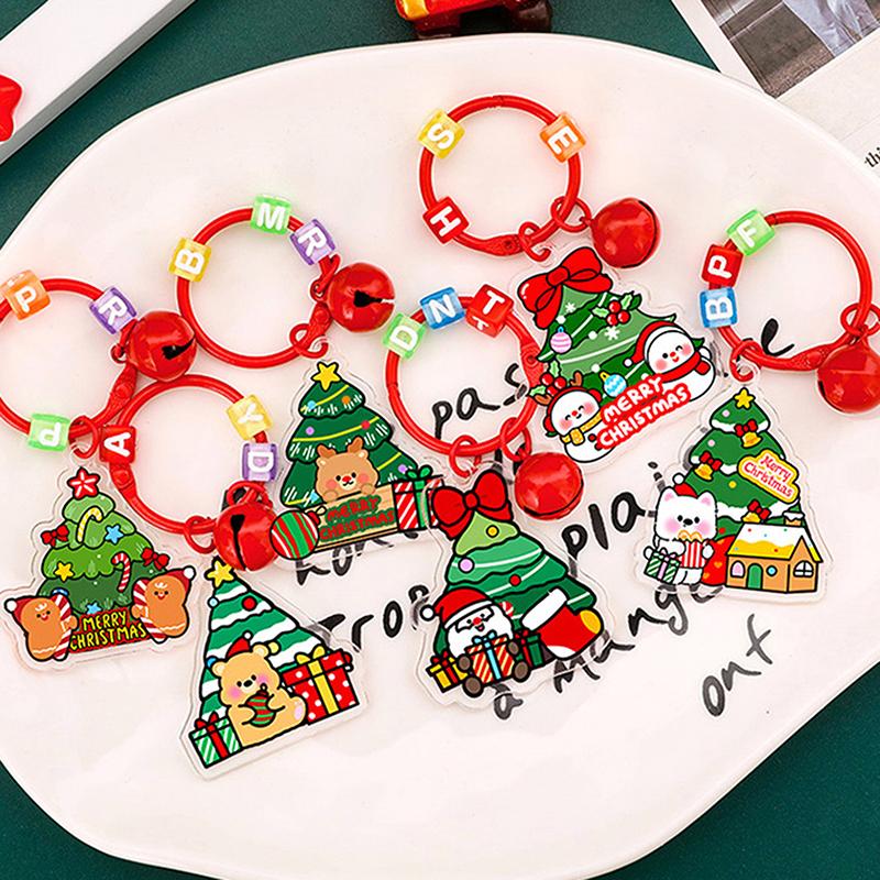 1/6Pcs 2D Christmas Keychain Cute Diy Bag Decoration Accessories High-Value Christmas Tree Keychain Pendant Festival Gift