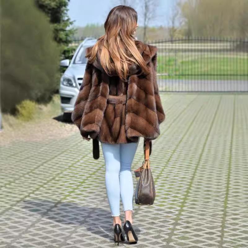 Женская шуба из искусственного норкового бархата в европейском и американском стиле - Новая модная куртка на осень/зиму