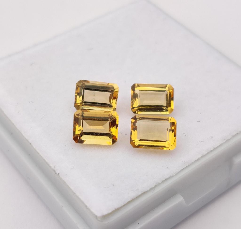 Лот из 4 камней, натуральный ограненный цитрин изумрудной огранки, россыпью, для изготовления ювелирных изделий, 3,50 карата, размер 7x5 мм.