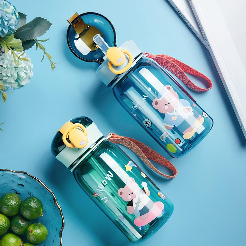Kids Water Sippy Cup With Straw Cartoon Leakproof Water Bottles Outdoor Portable Drink Bottle Children's Lovely Cup