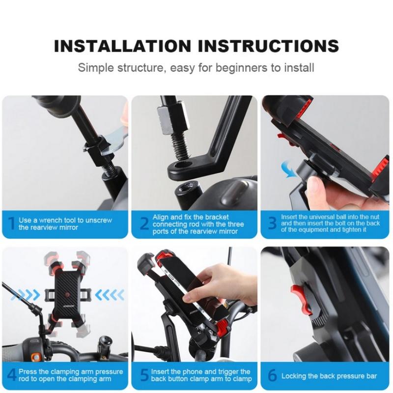 1/1pc 161° Rotatable Electric Bicycle Phone Holder Adjustable Bike Non-slip Cycling Bracke Universal Motorcycle MTB Phone Stand
