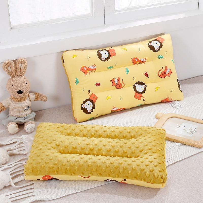 Children Infants Double-sided Cartoon Pure Cotton Doudou Velvet Sleep Pillow Washable Cervical Vertebra Protect Kids Pillow