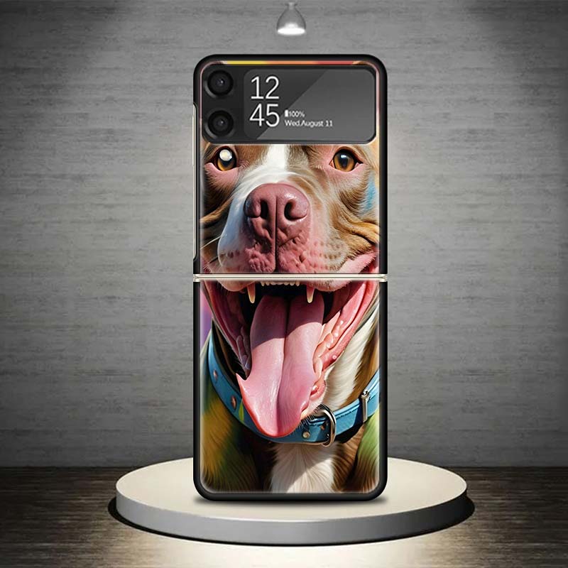 Питбуль Собака Питбуль Чехол для Телефона для Samsung Galaxy Z Flip 7 6 5 4 3 5G Ударопрочный Чехол Z Flip7 Flip6 ZFlip5 Flip3 Flip4 Люкс
