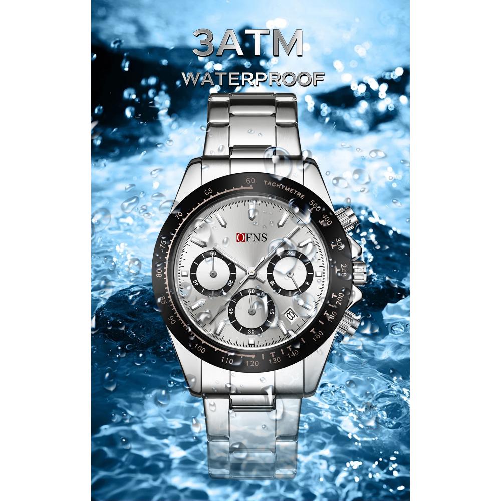 Роскошные мужские кварцевые часы, многофункциональные, три очка, шесть стрелок, хронограф, водонепроницаемые, ночник, мужские кварцевые часы