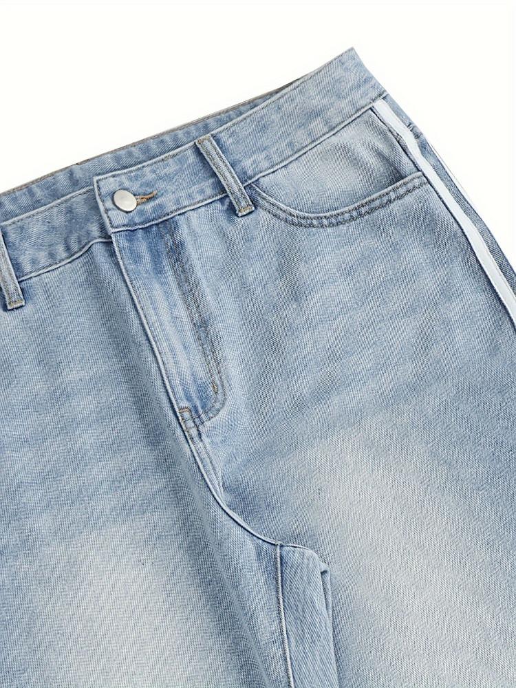 Американские винтажные джинсы свободного кроя, прямые, повседневные, модные, фирменные, вышитые, клеш