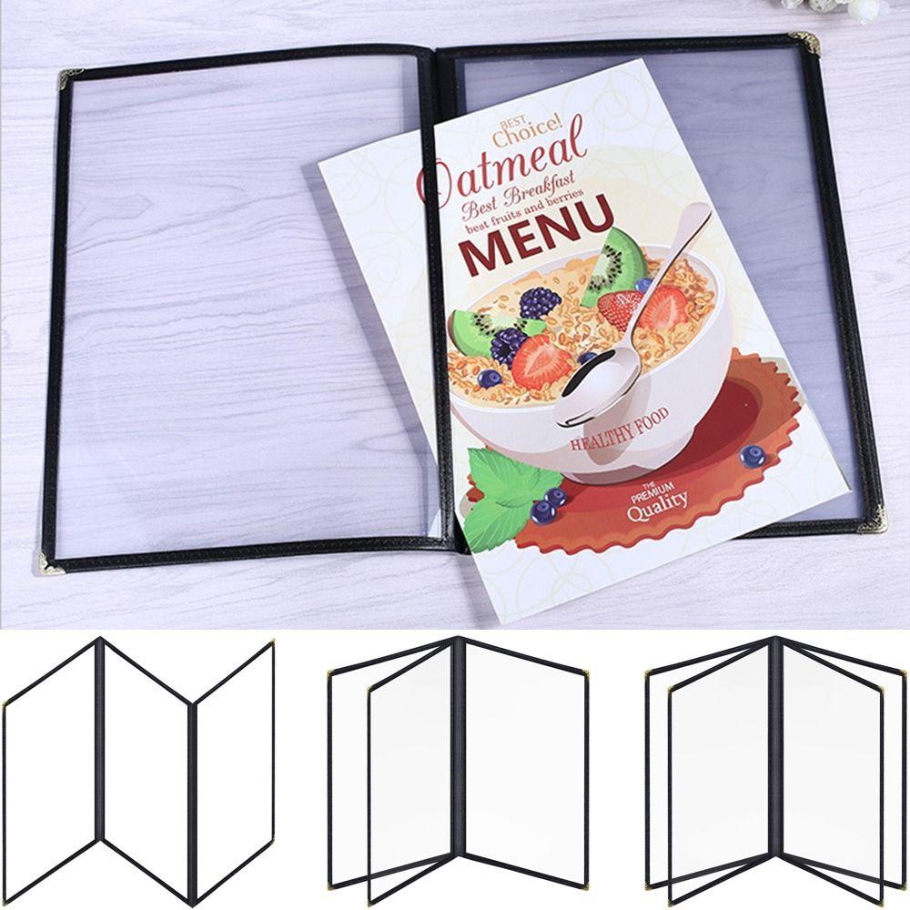 Foldable PVC Transparent Menu Cover A4 Shell Document Folder Stylish A4 Menu Paper Holder  Bar Cafe