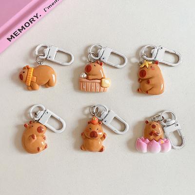 Брелок из смолы Capybara, забавная подвеска для сумки Capybara, милый забавный брелок для ключей с изображением животных, милые аксессуары для ключей