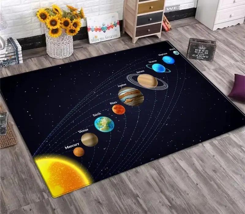 Solar System Carpet Planet Galaxy Design for Living Room Kids Bedroom Non-Slip Space Floor Mat Home Home Decoration