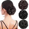 Synthetic Hair Bun Chignon Diamond Clip On Pad Updo Round Flower Donut Shape Stylish Hairpiece for Party Wedding Quick Hairstyle