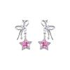 Серьги-подвески из серебра S925 с супер-блестящим бантом и звездой, с бриллиантовой бахромой: Модный, Универсальный, Дизайн легкой роскоши