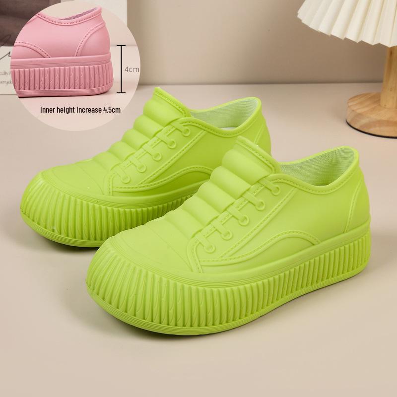 Women's Waterproof Non-Slip Hidden Heel Rain Boots - Fashionable Slip-On Short Tube Shoes
