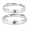 2pcs Sea Open Ring Set Adjustable Personalized Sun Couple Open Ring for Men Women Dating