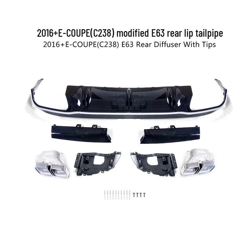 Rear Lip Diffuser with Quad Tailpipes for 16-21 Mercedes-Benz E-Class Coupe AMG E53/E63