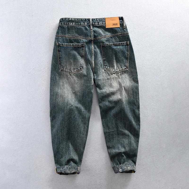 Ретро-стиль, синие джинсы для мужчин, уличная одежда, рваные джинсы 2000 года, повседневные мешковатые джинсовые брюки, хипстерские модные мужские брюки