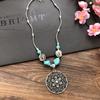 Короткое ожерелье из тибетского серебра ручной работы с бирюзой, ретро-темперамент, простой кулон-подвеска для личности, аксессуары