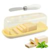 Butter Dish with Lid and Knife, Square Cheese Storage Box, Butter Keeper, Container Holds for Countertop, Butter Tray