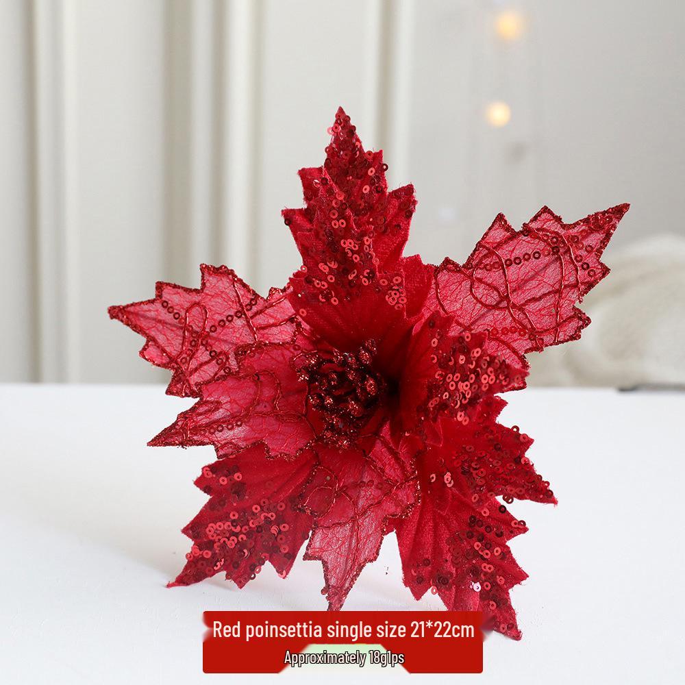 Cross-Border Glitter Flower Mesh Fabric for Christmas Floral Arrangements & Decorations